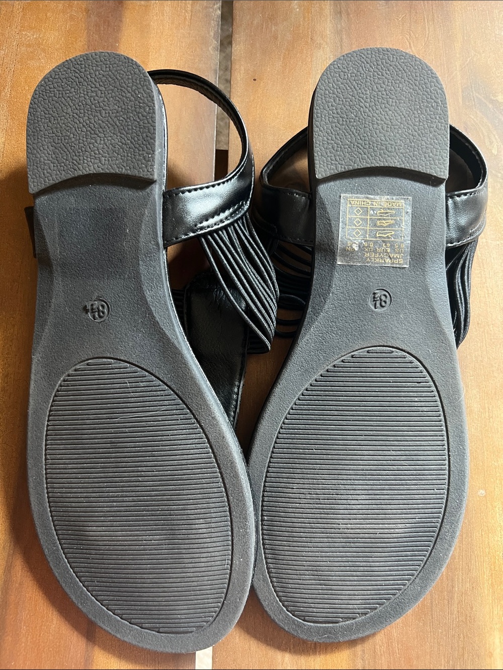 Dream Pairs Black Glitter-T Strap Sandals for Women - Picture 2 of 2
